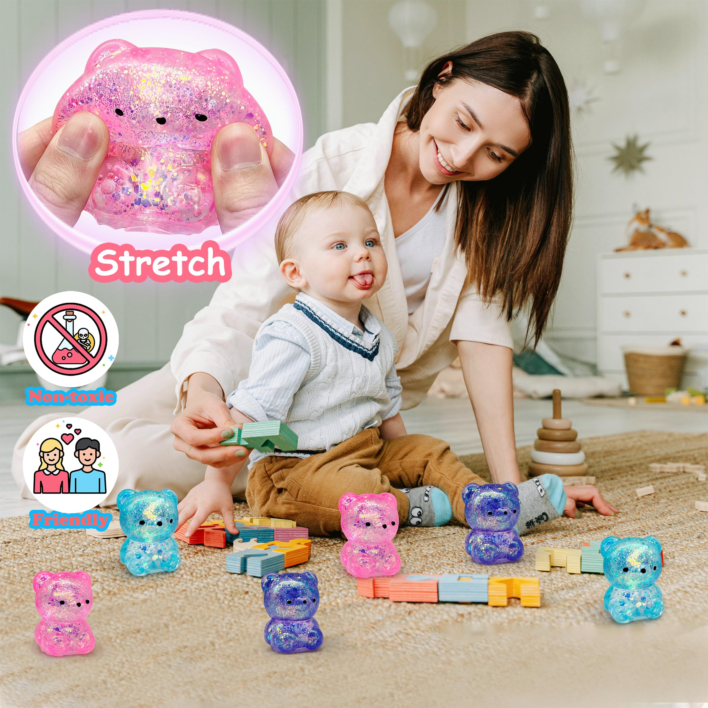 ZTATU Gummy Bear Squishy Fidget Toy – Soft TPR Stress Ball for Adults & Kids, Sensory Squeeze Toy, Party Favors