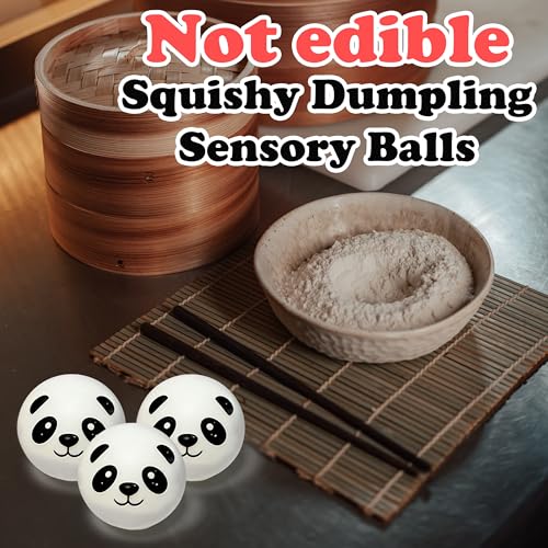 ZTATU Mini Panda Dumpling Squishy Toys (3 Pack) - Cute Stress Balls for Adults and Kids, Sensory Fidget Toy for Anxiety Relief, Party Favors, Easter Basket Stuffers