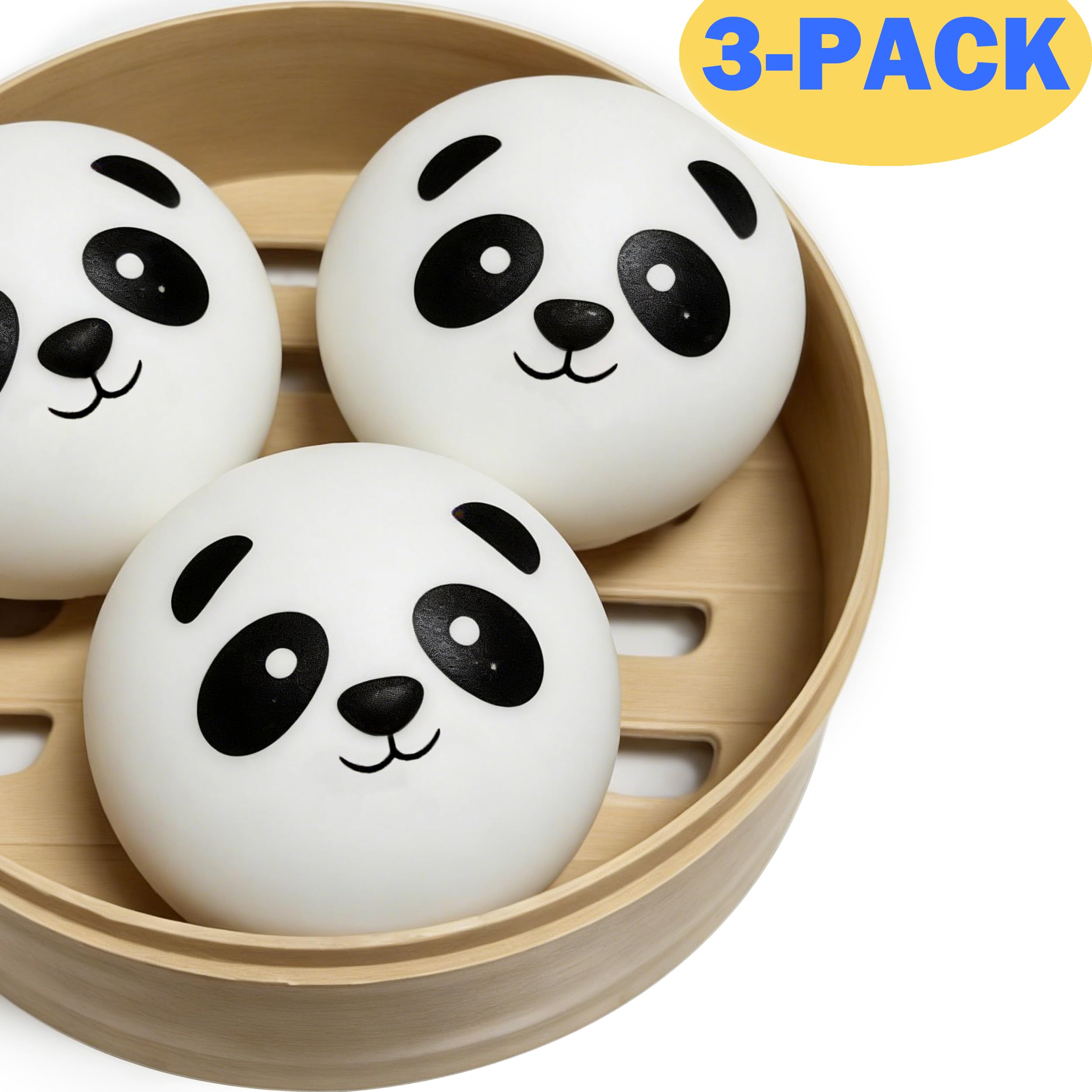 ZTATU Mini Panda Dumpling Squishy Toys (3 Pack) - Cute Stress Balls for Adults and Kids, Sensory Fidget Toy for Anxiety Relief, Party Favors, Easter Basket Stuffers