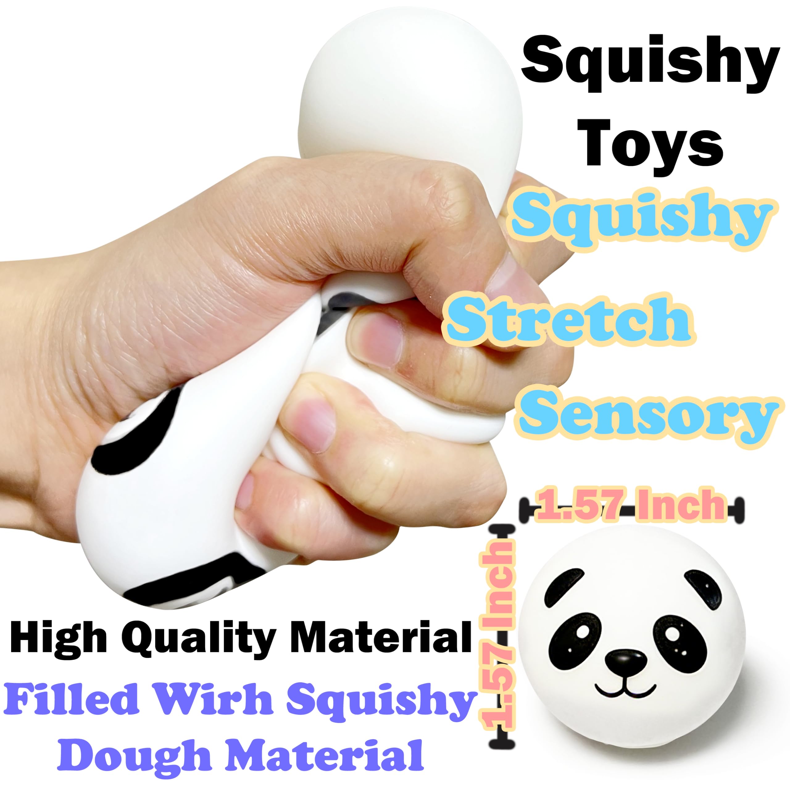 ZTATU Mini Panda Dumpling Squishy Toys (3 Pack) - Cute Stress Balls for Adults and Kids, Sensory Fidget Toy for Anxiety Relief, Party Favors, Easter Basket Stuffers