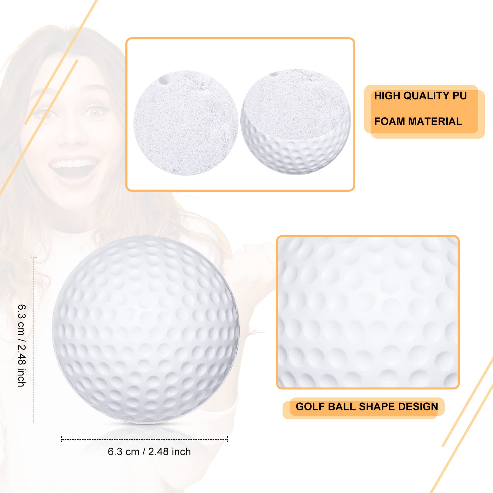 Zubebe Mini Golf Stress Balls (8 Pack) - 2.5 Inch PU Foam Squeeze Toys for Stress Relief, Party Favors, Gifts