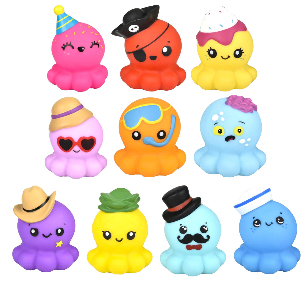 Zugar Land 10-Pack Rubber Octopus Toys - 2-Inch Soft Figurines (Random Designs)