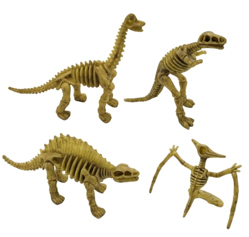 Zugar Land 12-Pack Dinosaur Fossil Skeleton Figures – 3-4 Inch PVC Dino Collection for Science Learning, Party Favors & More