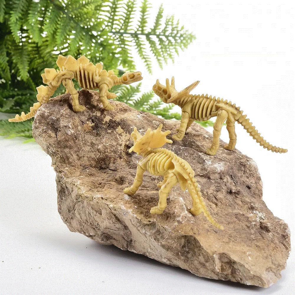 Zugar Land 12-Pack Dinosaur Fossil Skeleton Figures – 3-4 Inch PVC Dino Collection for Science Learning, Party Favors & More