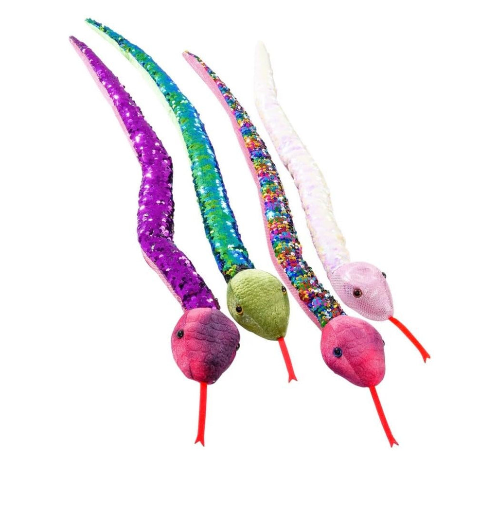 Zugar Land 26-Inch Reversible Sequin Plush Snake – Green/Black Color-Changing Soft Toy