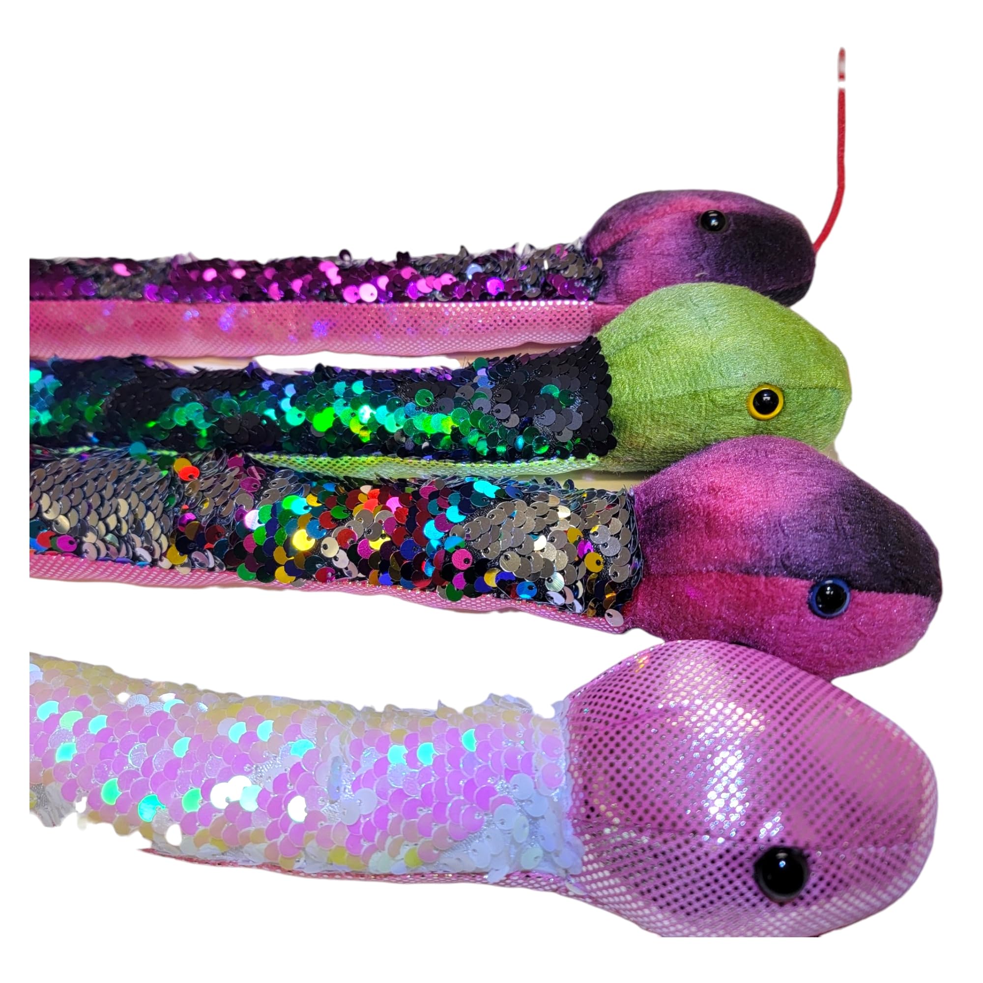 Zugar Land 26-Inch Reversible Sequin Plush Snake – Green/Black Color-Changing Soft Toy