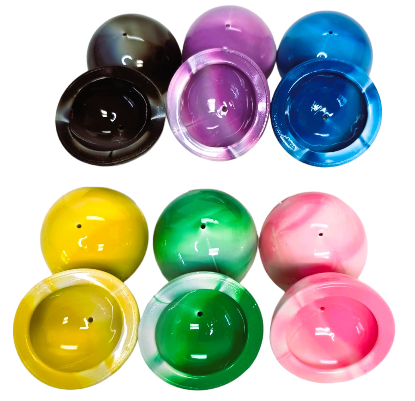 Zugar Land Colorful Rubber Marble Poppers (12-Pack) – 1.75" Retro Pop-Up Half Balls with Tie-Dye Designs