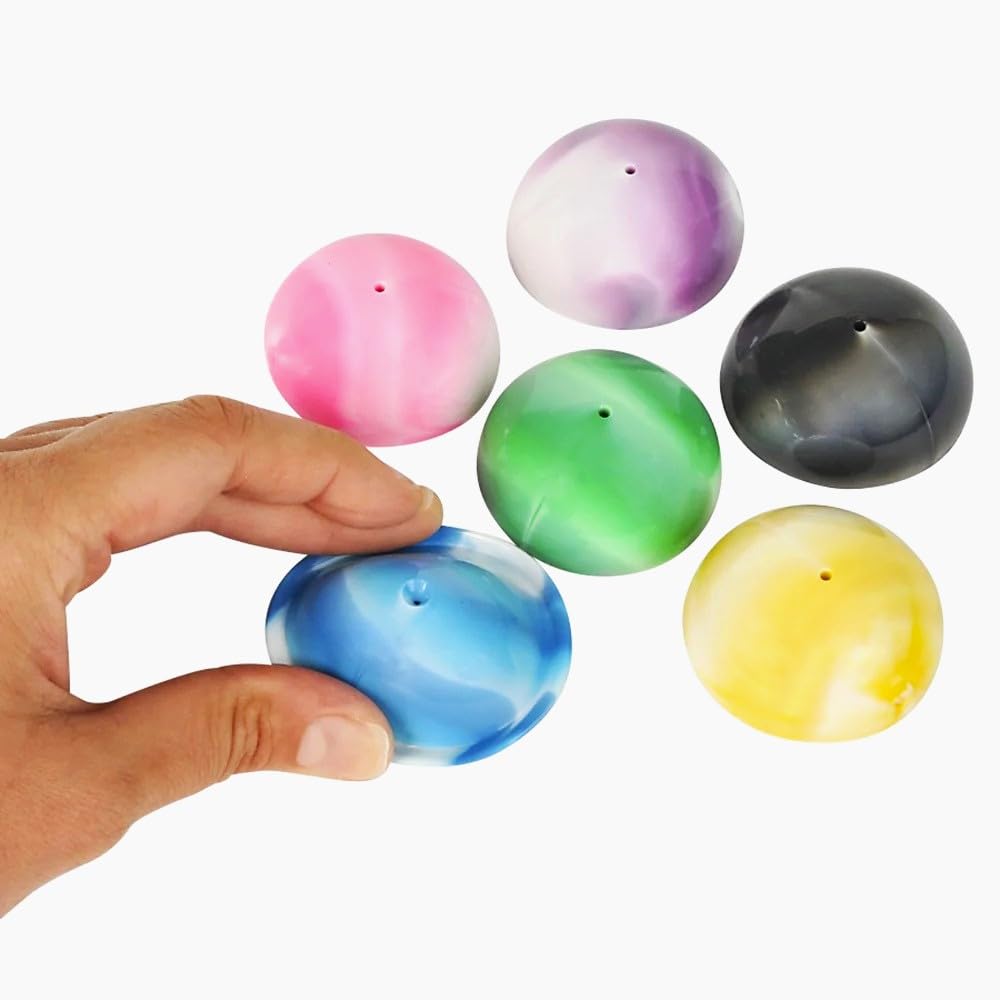 Zugar Land Colorful Rubber Marble Poppers (12-Pack) – 1.75" Retro Pop-Up Half Balls with Tie-Dye Designs