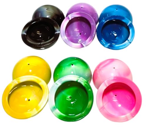 Zugar Land Colorful Rubber Marble Poppers (12-Pack) – 1.75" Retro Pop-Up Half Balls with Tie-Dye Designs