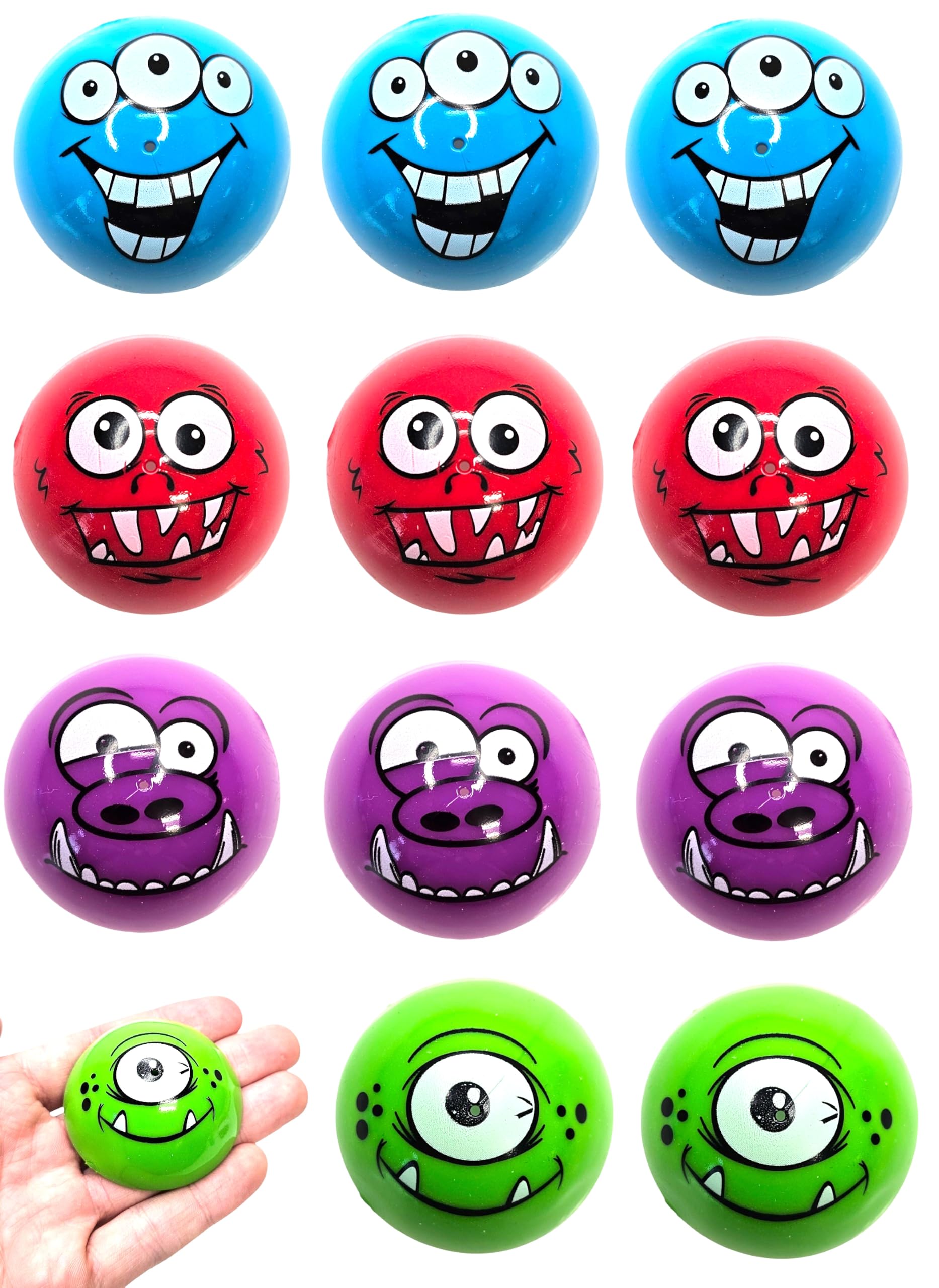 Zugar Land Monster Poppers - 12 Pack of 2-Inch Rubber Poppers in Red, Blue, Green, Purple