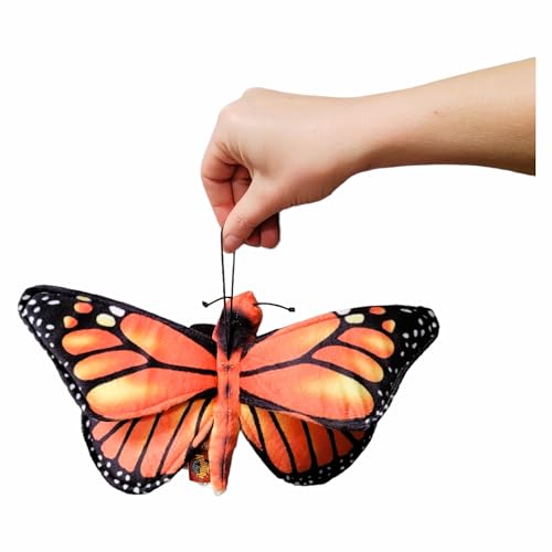 Zugar Land Plush Toy Butterfly - 11 Inch Soft Stuffed Animal, Orange Monarch or Blue Morpho with Double Wings