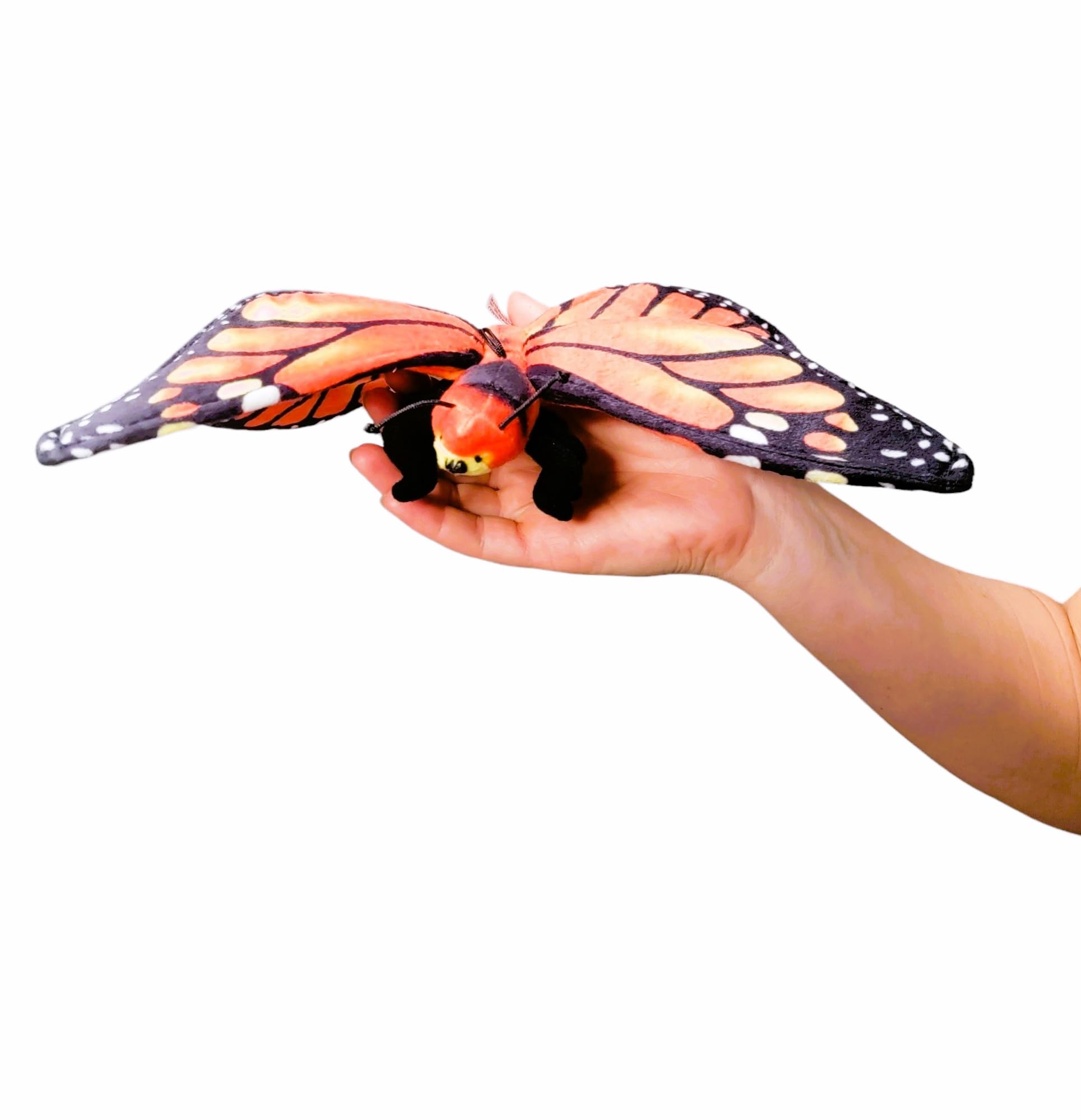 Zugar Land Plush Toy Butterfly - 11 Inch Soft Stuffed Animal, Orange Monarch or Blue Morpho with Double Wings