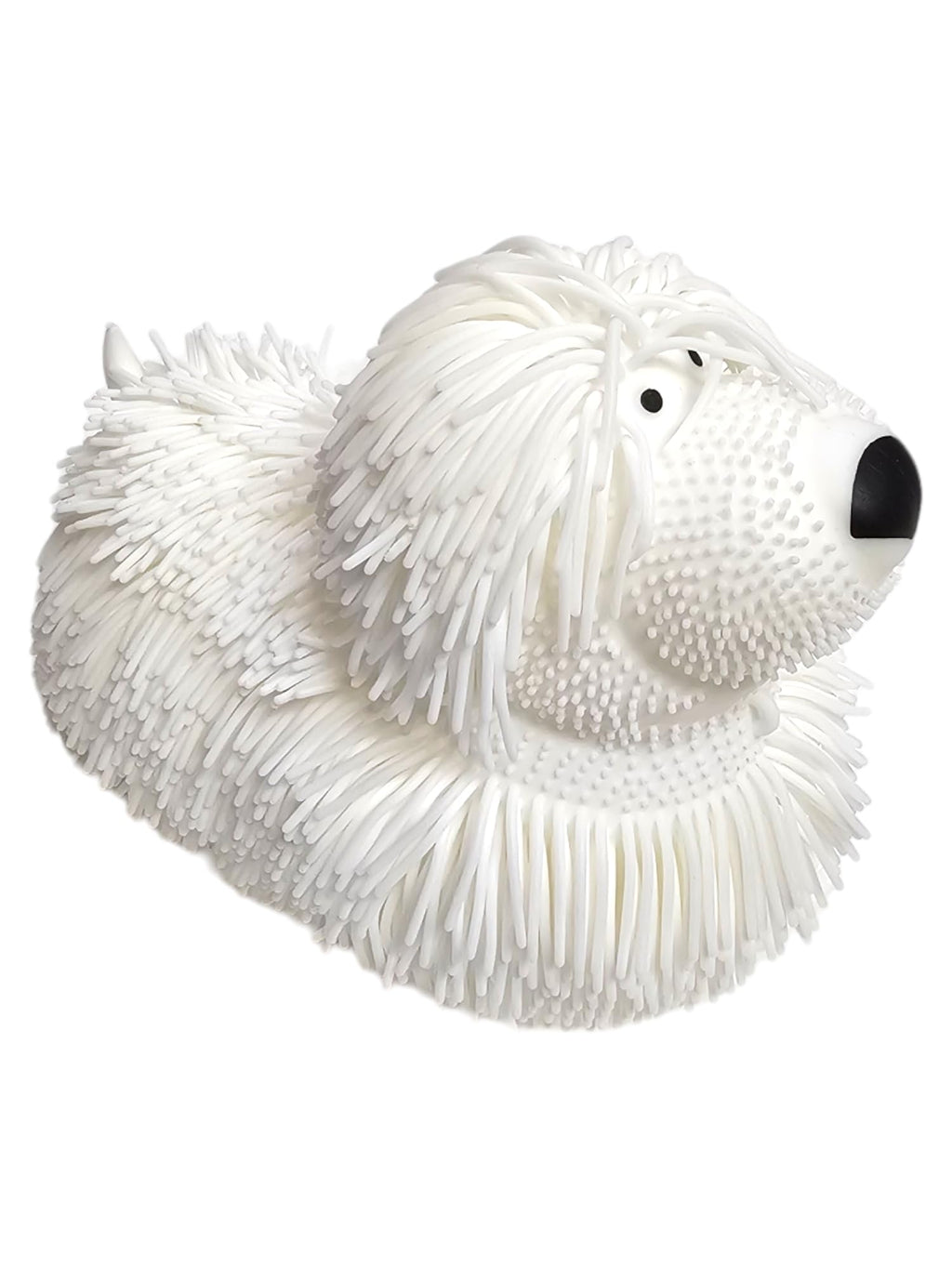 Zugar Land Soft Shaggy Puffer Dog Toy – Squishy, Stretchy Air-Filled Fun for Dogs (White, 8" x 5")