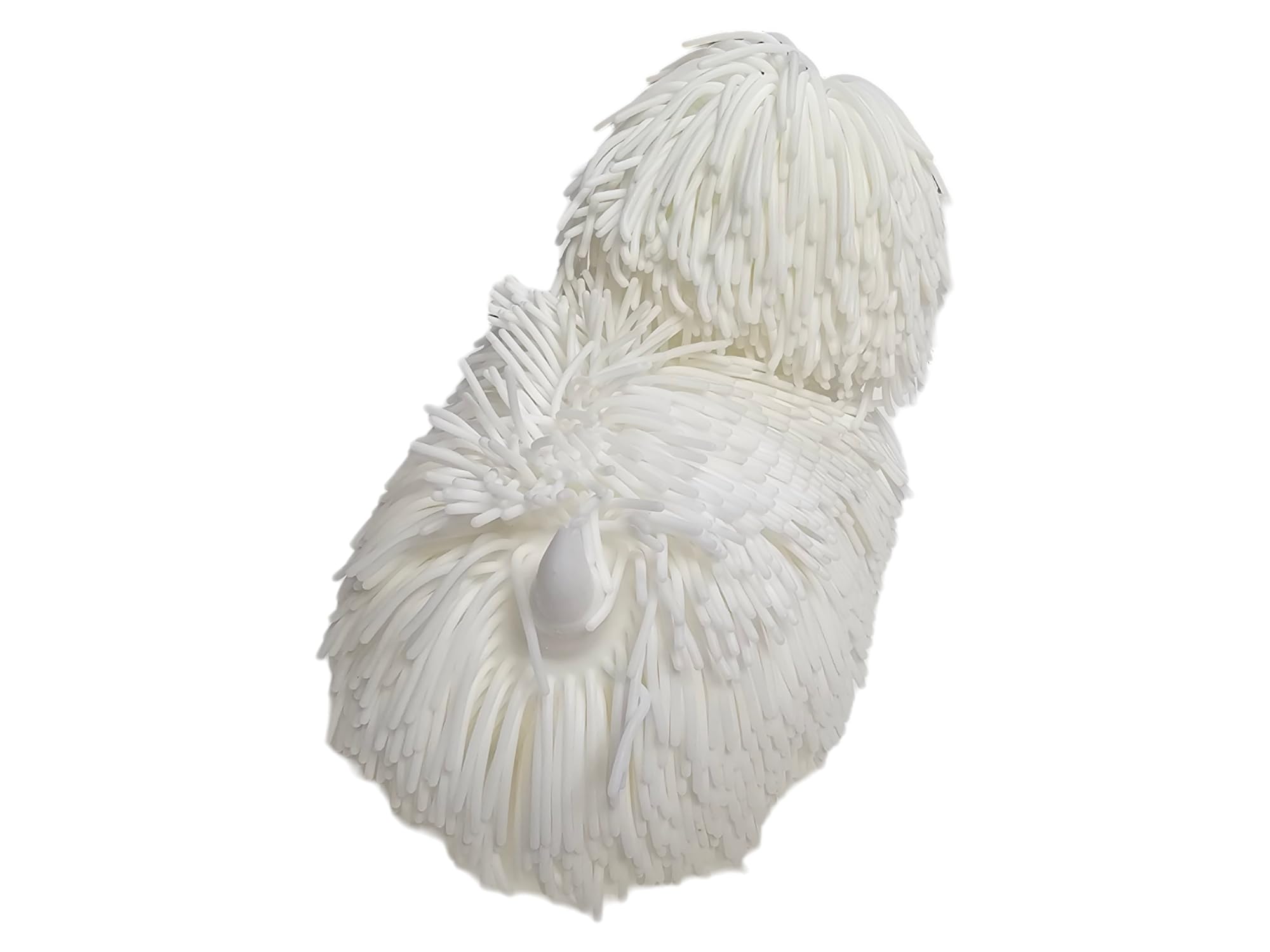 Zugar Land Soft Shaggy Puffer Dog Toy – Squishy, Stretchy Air-Filled Fun for Dogs (White, 8" x 5")