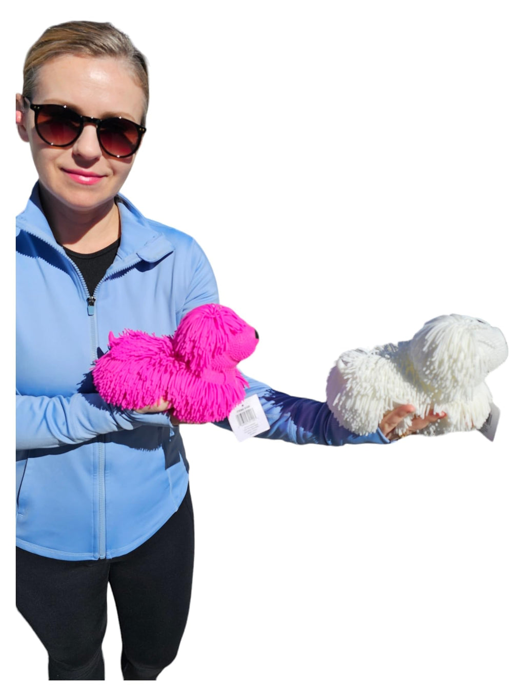 Zugar Land Soft Shaggy Puffer Dog Toy – Squishy, Stretchy Air-Filled Fun for Dogs (White, 8" x 5")