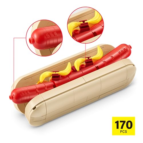 ZURU MAX Premium Snacks Hotdog Building Bricks Set – 200 Pieces, Compatible with Leading Brands