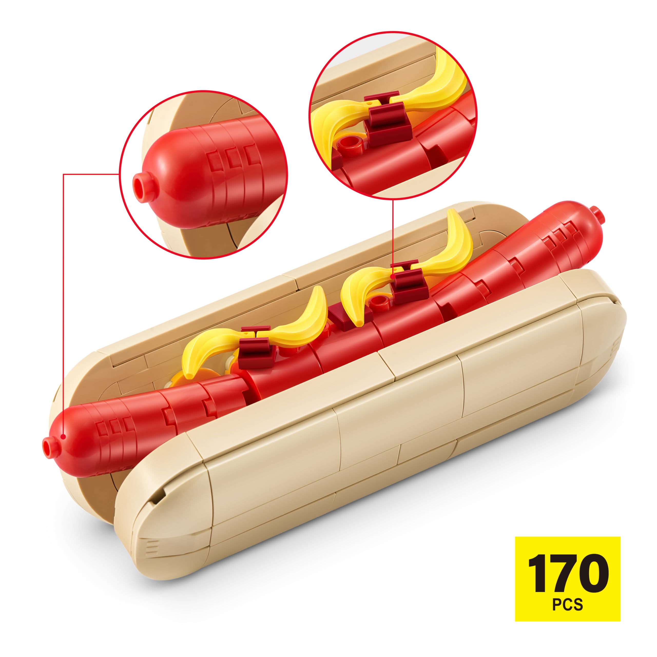ZURU MAX Premium Snacks Hotdog Building Bricks Set – 200 Pieces, Compatible with Leading Brands