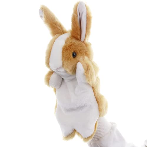 ZUXUCUVU Brown Bunny Hand Puppet – Soft Plush Rabbit Toy for Kids' Imaginative Play & Storytelling