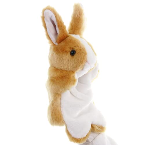 ZUXUCUVU Brown Bunny Hand Puppet – Soft Plush Rabbit Toy for Kids' Imaginative Play & Storytelling