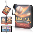 ZVXROEV Baseball Card Binder - 4-Pocket Side-Loading Album Holds 400 Cards, PU Leather Zip Cover, Acid-Free Pages for Safe Storage & Shows, Baseball Design