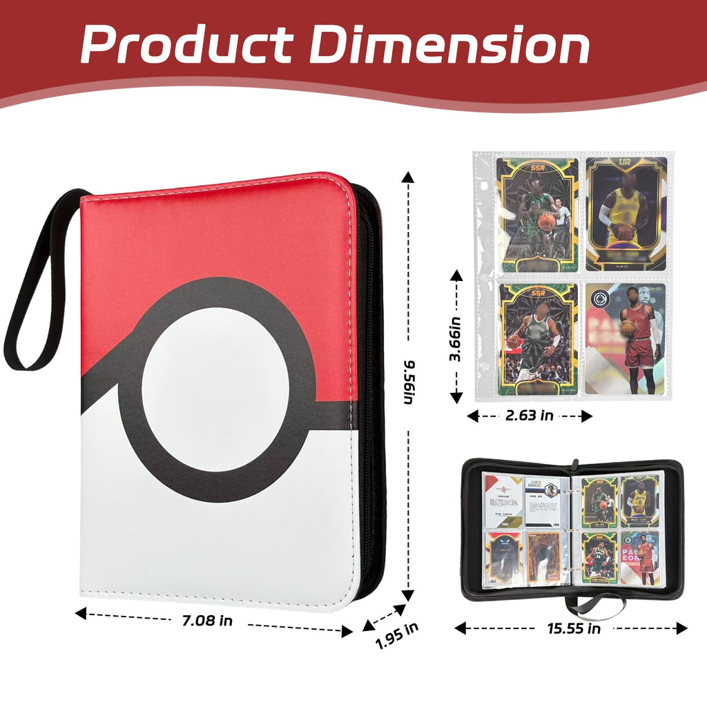 ZYAXWN 440-Pocket Trading Card Binder – Red PU Leather Album with Zipper Closure