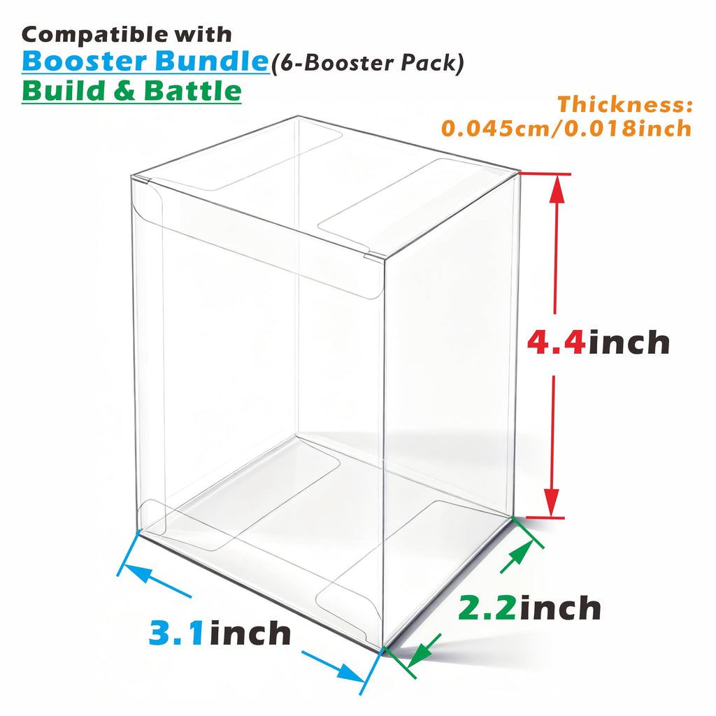 ZZHOB 10-Pack Clear Acrylic Display Case for Booster Bundle – Foldable Plastic Protector for 6-Booster Pack Collection