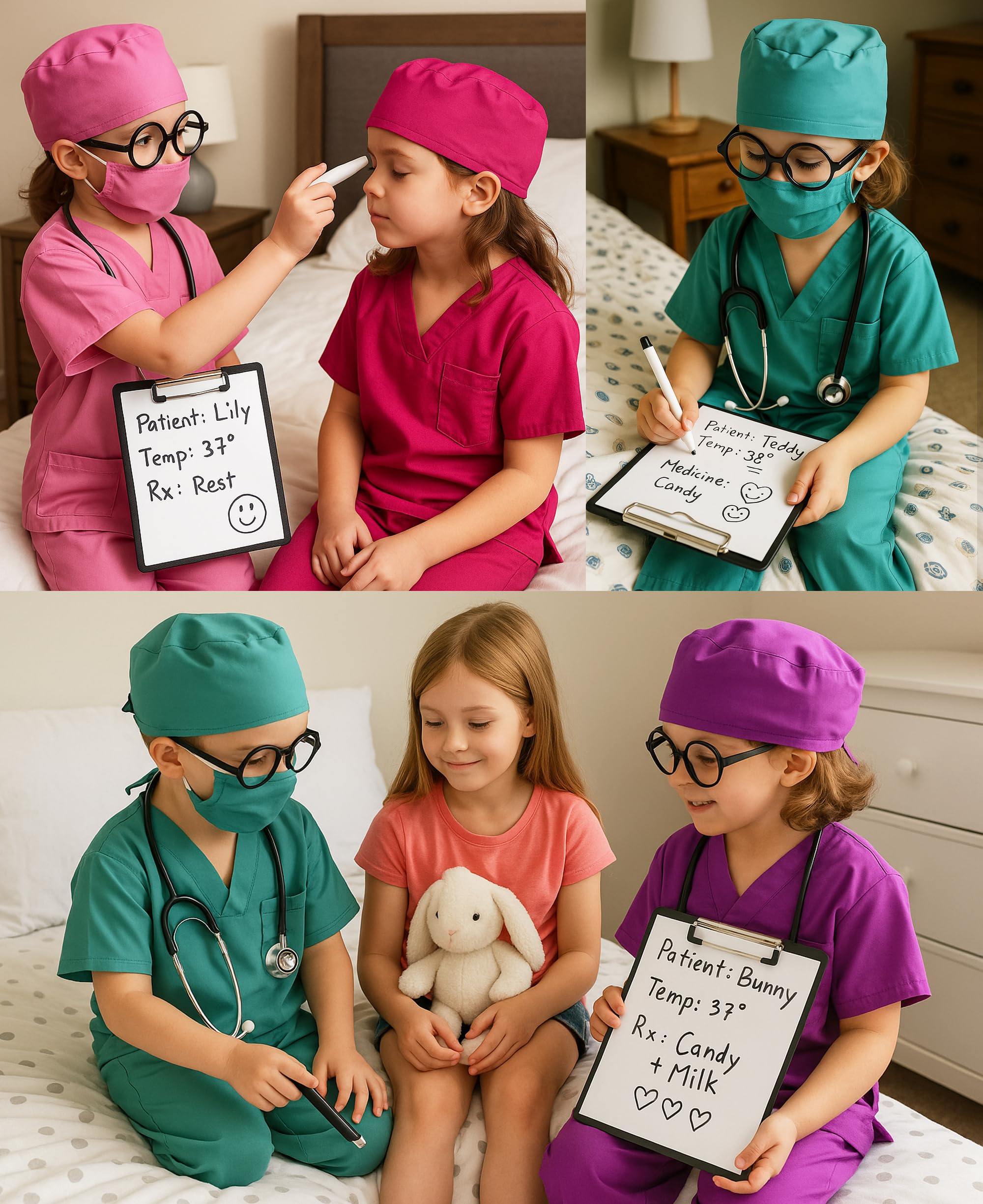 ZZIHAN 9-Piece Doctor Costume for Kids – Real Stethoscope, Clipboard & More