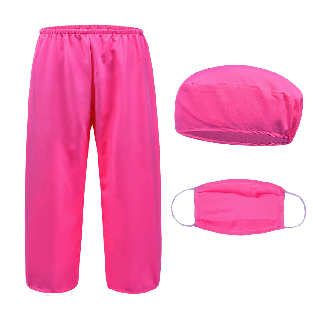 ZZIHAN 9-Piece Kids Doctor Costume – Pink Scrubs Set with Real Stethoscope for Ages 3-12