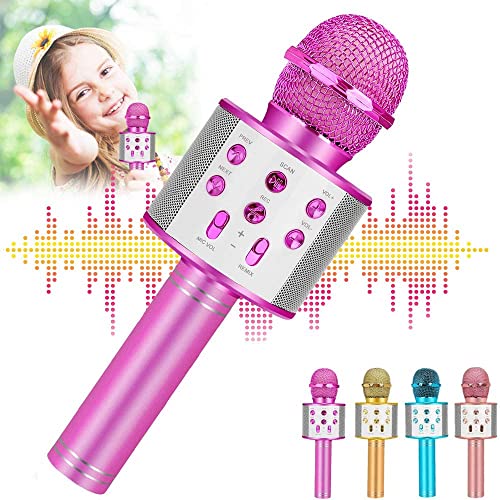 ZZLWAN Purple Kids Karaoke Microphone for Girls Ages 3-8 - 4-in-1 Bluetooth Speaker, Recorder, Radio, 5 Voice Modes, Durable Aluminum Alloy, UL Certified Battery