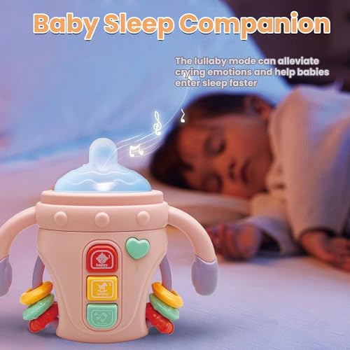 ZZSYYJK Baby Musical Toy with Lights, Rattle, and Teether – Pink Sensory Learning Toy for Infants
