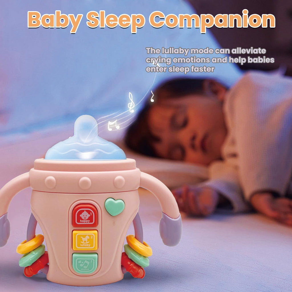 ZZSYYJK Baby Musical Toy with Lights, Rattle, and Teether – Pink Sensory Learning Toy for Infants